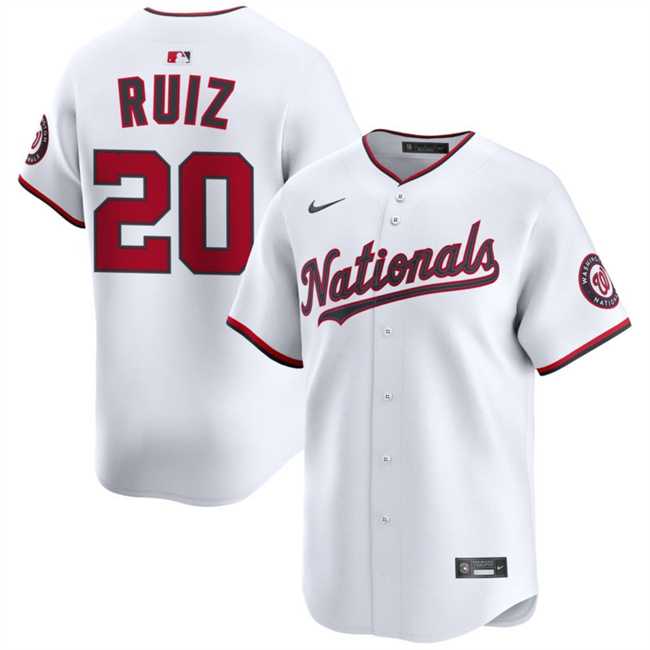 Mens Washington Nationals #20 Keibert Ruiz White 2025 Home Limited Stitched Jersey Dzhi